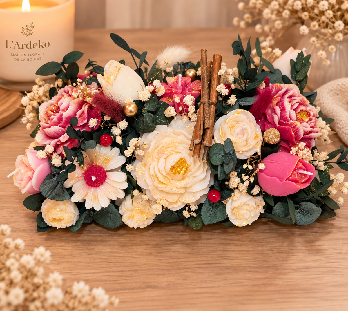 Centre de table rosé