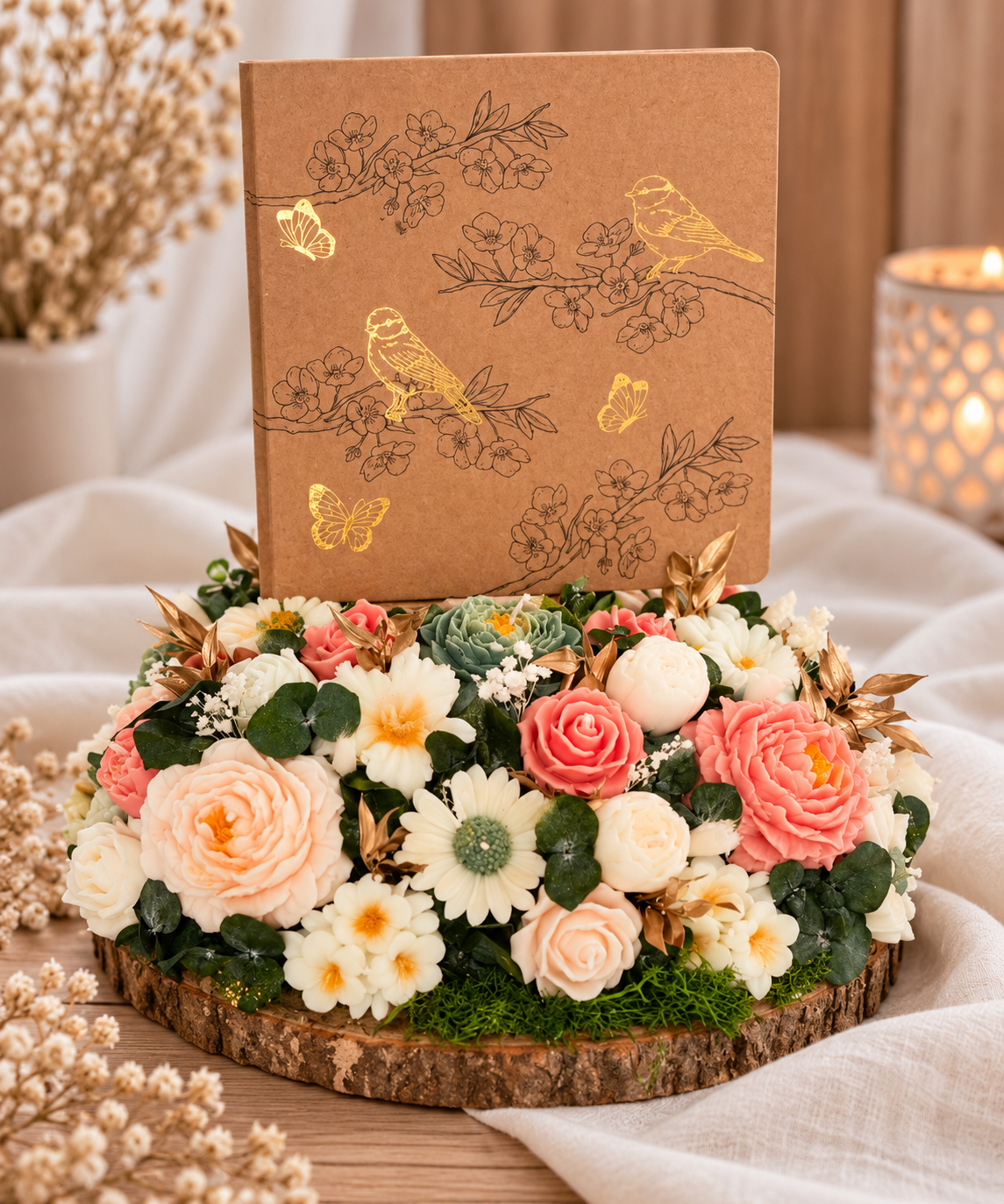 đž Support livre dâor fleuri â 50 bougies