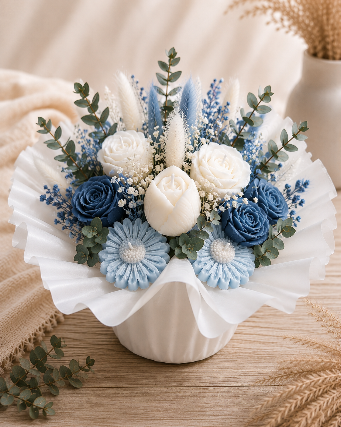 Bouquet de Bougies – Fleur Bleue