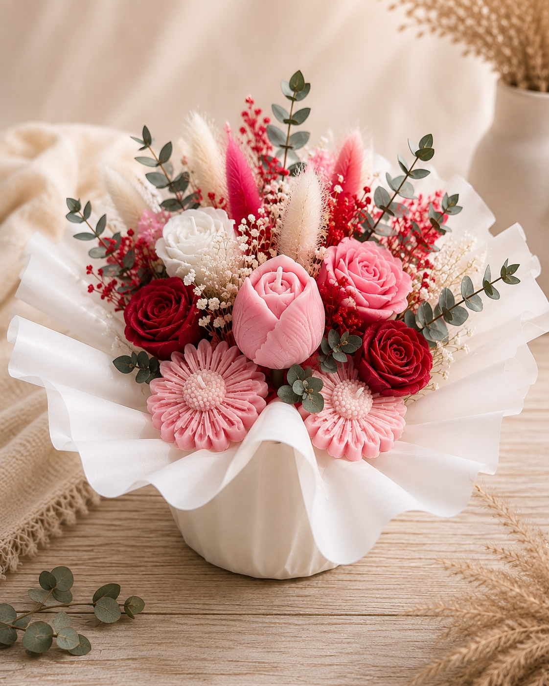 Bouquet de Bougies – Velours Rose