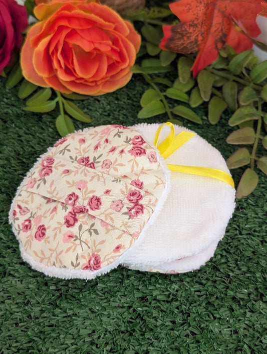 🌿 lot de 3 cotons démaquillants lavables – motif fleuri