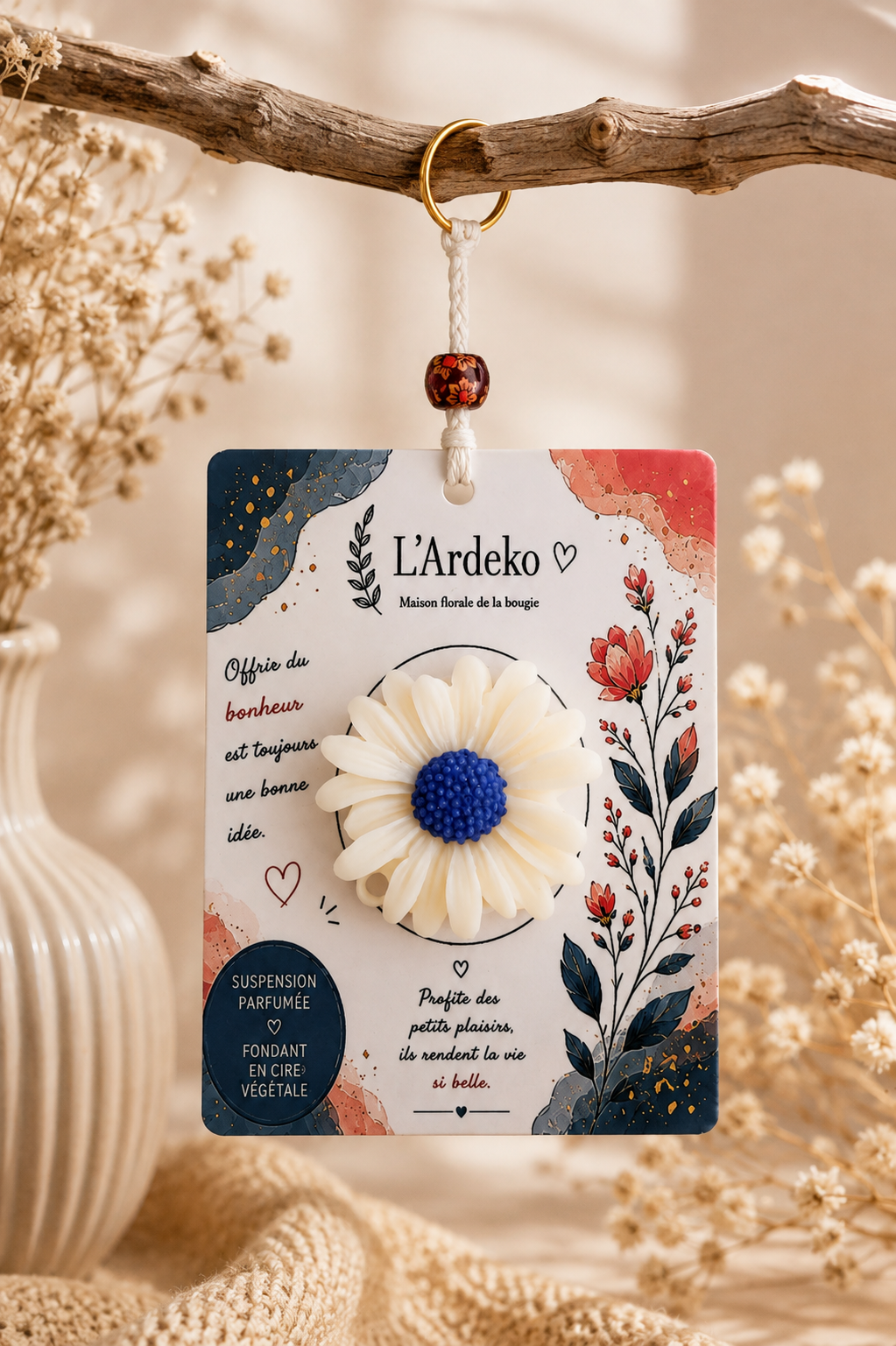 Suspension Bleu foncé Pomme d’amour – Offrir du bonheur